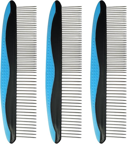 Kopal Metal Combs for Dogs and Cats, Pet Steel Brusher for Removing Tangles & Knots, Professional Grooming Tools - 3 Pack
