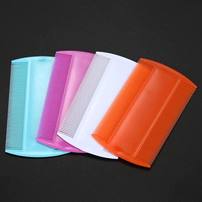 4 Pcs Lice Combs, Double sided Pet Combs, Cat Dog Pet Grooming Fine Tooth Hair Combs Mixed Color