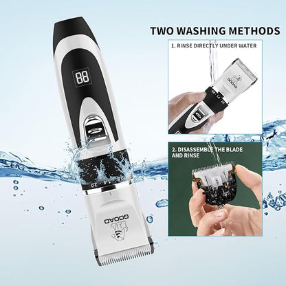 Dog Clippers Grooming Kit and Paw Trimmer,Cordless,Low Noise, Electric Quiet,Rechargeable, Pet Hair Clippers for Thick Coats, Dog Trimmer Grooming, Shaver for Small and Large Dogs Cats