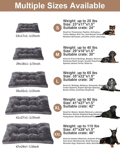 Dog Bed, Washable Cozy Plush Dog Crate Beds, Soft Comfy Kennel Pad Anti Slip Pet Sleeping Mat for Large, Jumbo, Medium, Small Dogs Breeds (41.0 L x 27.0 W x 1.5 Th Inches, Dark Grey)