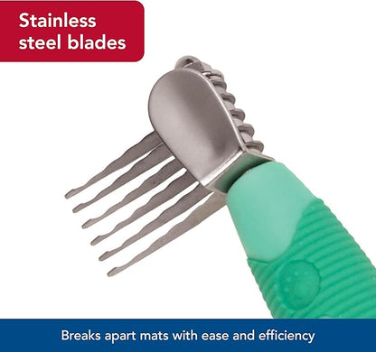 Coastal Pet Li'l Pals Stainless Steel De-Matting Comb - Easy-Grip Handle for Pet Grooming Small Dogs