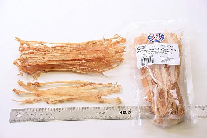 GOGO 3oz Turkey Tendon Strips Dog Chew Treats Sources and Made in The USA (2 Pack)