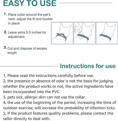 Natural Flea and Tick Collar for Puppies - 12-Month Protection, Safe Pest Control - Waterproof, Strong - Free Flea Comb and Tick Tweezer Included - 2-Pack, 13.8 Inches