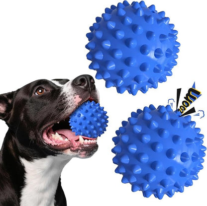 Apasiri Dog Toys for Aggressive Chewers, Dog Balls, Dog Balls for Aggressive Chewers, Squeaky Ball for Dogs, Dog Toys for Aggressive Chewer Large Breed Bacon Flavor 2 Pack