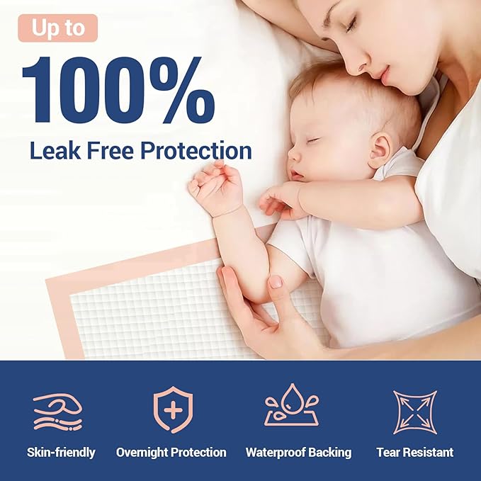 MKISS Extra Large Bed Pads 40" x 36"(30 Count), Disposable Super Absorbent Heavy Duty Incontinence Underpads, Thicken Chucks Pads for Adults, Children, Babies, Elderly and Pets