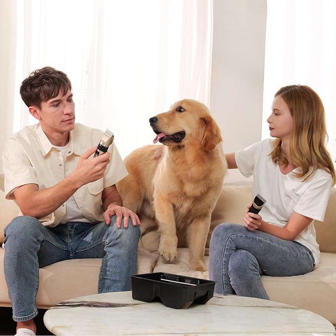 Dog Grooming Clippers, Low Noise, Electric Quiet, Adjustable Clipper Comb, Rechargeable Cordless Dog Hair Clippers for Dogs Cats Pets, Gold