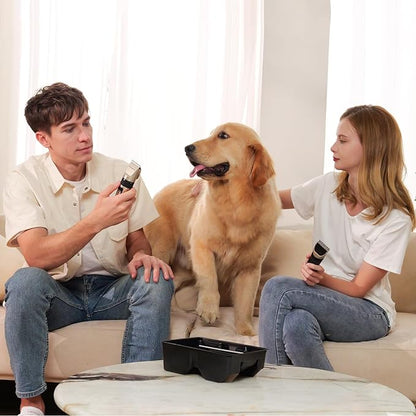 Dog Grooming Clippers, Low Noise, Electric Quiet, Adjustable Clipper Comb, Rechargeable Cordless Dog Hair Clippers for Dogs Cats Pets, Gold