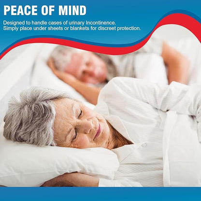 Tear-Resistant Incontinence Bed Pads 40'' x 36'' (50 Count ) with 130 Gram Heavy Duty Disposable Underpads Chucks Pads for Adults, Kids & Elderly | Protection Pads for Bed, Sofa, and Chair