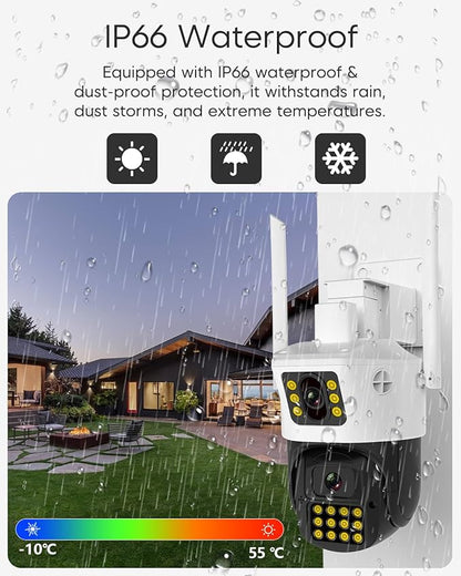 VSTARCAM 3MP+3MP Outdoor Security Camera, 2K Dual Camera, 360° Pan & Tilt, Custom Alarm Sound, Full Color Night Vision, 2-Way Audio, 2.4GHz WiFi, PIR Motion Sensor,Real Time Notifications