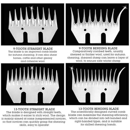 Clipper Blades Grooming Blades, Sheep Shears Replacement Blades, Professional Stainless Steel Clipper Blades for Grooming Goats, Lambs, Llamas, Alpacas (13 Teeth Straight Blade (+ oscillating Blade))