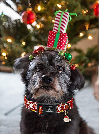 Lionheart glory Christmas Dog Collar, Red Christmas Santa Deer Dogs Collar Adjustable Soft Comfortable Collars for Small Dogs Girl or Boy Pet Gift Fall Cute Collar