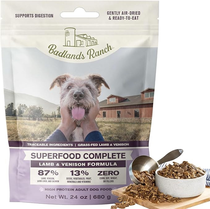 Superfood Complete, Air-Dried Adult Dog Food - High Protein, Zero Fillers, Superfood Nutrition by Katherine Heigl (24 oz., Lamb & Venison)
