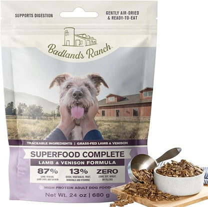 Superfood Complete, Air-Dried Adult Dog Food - High Protein, Zero Fillers, Superfood Nutrition by Katherine Heigl (24 oz., Lamb & Venison)