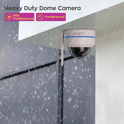 xmartO [AI Tracking Dome CAM 2K HD Metal Dome PTZ Wireless Security Camera with Automatic Tracking, 2-Way Audio and Night Vision (Standalone WiFi Camera, DPM3034 4-Pack)
