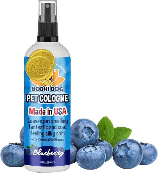 Bodhi Dog Natural Dog Cologne (Blueberry)- Premium Scented Deodorizing Pet Perfume with Conditioner for Dogs & Cats - Keeps Pets Fresh & Clean - Gentle and Safe Formula, Made in US (8 Fl Oz)