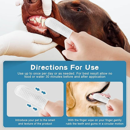 Dog Teeth Cleaning Wipes Nature Pet Dental Finger Wipes for Dogs Cats Remove Bad Breath,Reduce Plaque and Tartar Buildup Disposable Gentle Pet Dental Care-50Ct