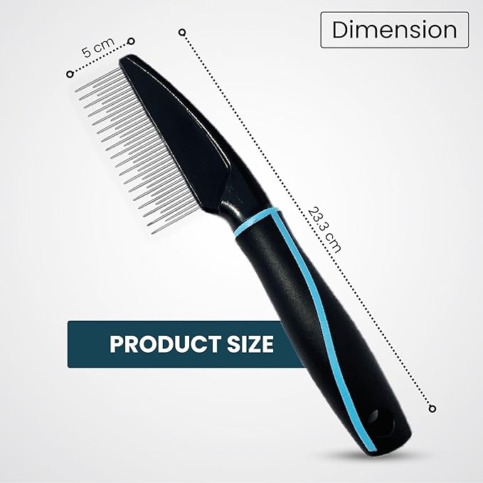 Detangling Pet Comb for Dogs & Cats - Soft On Skin with Stainless Steel Teeth for Removing Matted Fur, Knots & Tangles – Dog Grooming Comb for Long, Short & Curly Hairs