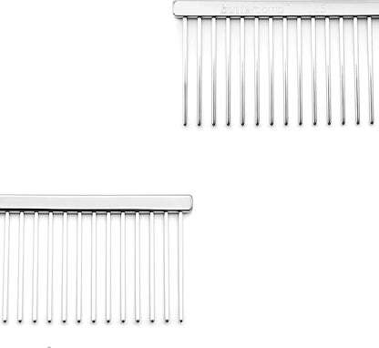 Chris Christensen 005 7.5 inch Fine/Coarse Long Tooth Greyhound-Style Butter Comb, Groom Like a Professional, Rounded Corners Prevent Friction and Breakage, Solid Brass Spin with Steel Teeth, Chrome