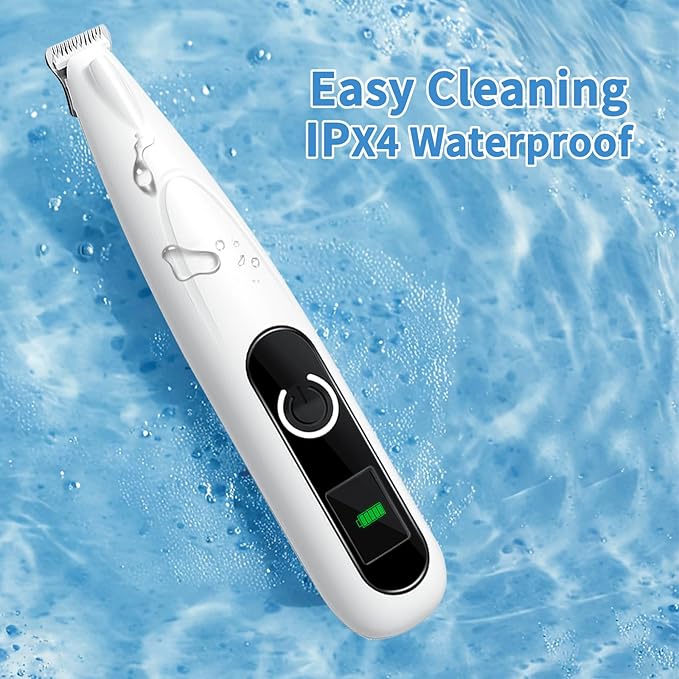 Upgraded Dog Paw Trimmer with LED Light, Low Noise Cat Clipper for Grooming, 18mm Widen Blade Digital Display Pet Paw Trimmer for Paws, Ears, Face, Waterproof Rechargeable Paws Clipper for Dog Cat