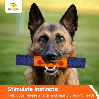 Stick Interactive Dog Toy 9” in Outdoor Dog Toy for Aggressive Chewers Tough Natural Rubber Chew Toys (Red&Yellow)