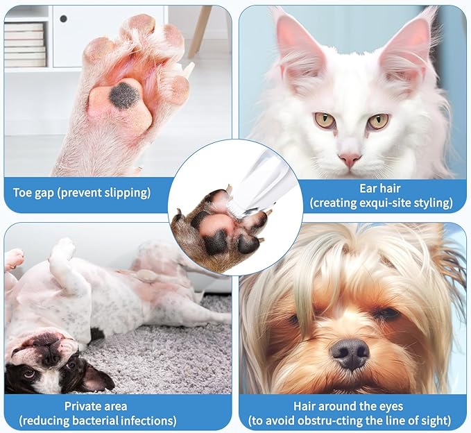Upgraded Dog Paw Trimmer with LED Light, Low Noise Cat Clipper for Grooming, 18mm Widen Blade Digital Display Pet Paw Trimmer for Paws, Ears, Face, Waterproof Rechargeable Paws Clipper for Dog Cat