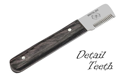 Brutul Bee Dog Grooming Coat Stripping Knife Stripper Trimmer Tool Wooded Handle Stripping Knives Set of 6 in Stainless Steel Non-Slip Tools for Grooming Dogs (Black)