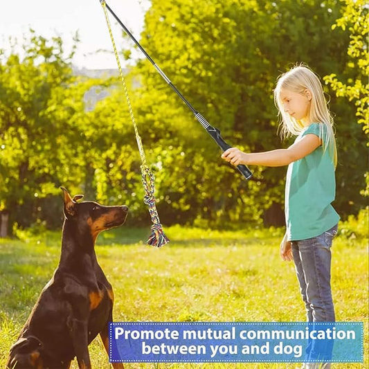 DIBBATU Flirt Pole for Dogs Interactive Dog Toys for Large Medium Small Dogs Chase and Tug of War, Dog Teaser Wand with Lure Chewing Toy for Dog Outdoor Exercise & Training