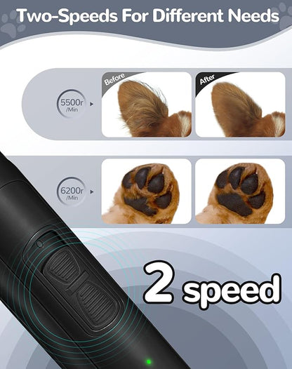 LEYOUFU Dog Clippers for Grooming, 2 Speed Low Noise Cordless Dog Paw Trimmer, Rechargeable Small Pet Hair Trimmer for Grooming, Cat Hair Clippers Shaver for Paws, Eyes, Ears, Face, Rump (Black)