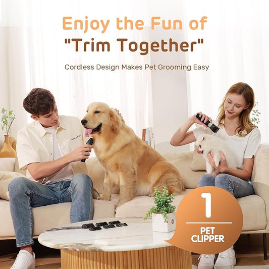 Dog Clippers for Grooming, Low Noise, Electric Quiet, Adjustable Clipper Comb, Rechargeable Cordless Dog Hair Clippers for Dogs Cats Pets, Black