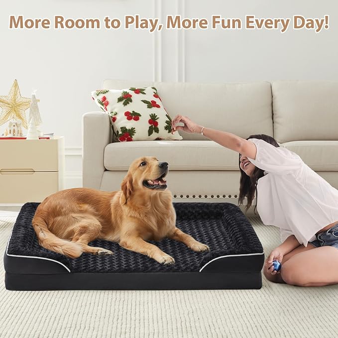 WNPETHOME Dog Bed Medium Size Dog, Washable Sofa Dog Bed with Waterproof Lining & Non-Skid Bottom, Orthopedic Egg Foam Couch for Pet Sleeping, Pet Bed