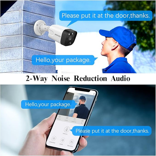 OOSSXX 4K/8.0 Megapixel & 130° Ultra Wide-Angle 2-Way Audio PoE Outdoor Home Security Camera System Wired Outdoor Video Surveillance IP Cameras System