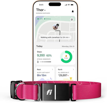 New Fi Series 3+ Smart Dog Tracker Collar – AI GPS for Dogs, Health & Behavior Monitor, Virtual Fence, Escape Alerts, Waterproof, Apple Watch Compatible 12Mo Membership Included
