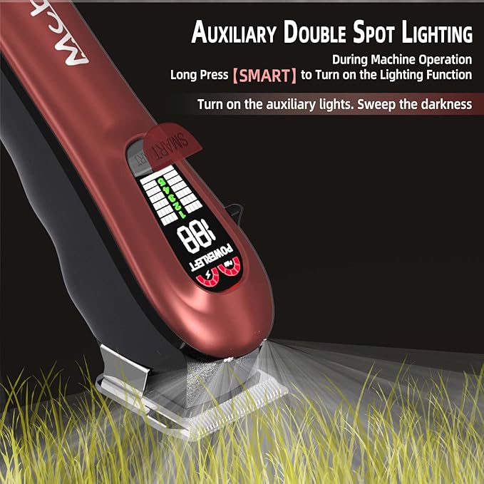 Dog Clippers- Low Noise Dog Grooming Kits 5-Mode Heavy-Duty Dog Clippers for Grooming with LED Display,Rechargeable Dog Grooming Kits, Auxiliary Light,Cordless Pet Grooming Tool