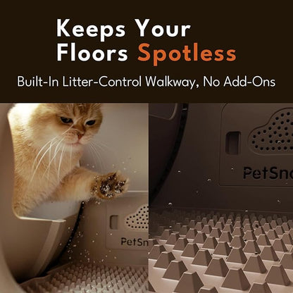 PetSnowy Self-Cleaning Automatic Cat Litter Box with Odor Control TiO2 System, Robot Litter Box with Auto-Packing, App Control, Large Cats & Multiple Cats (2025 Premium Version)