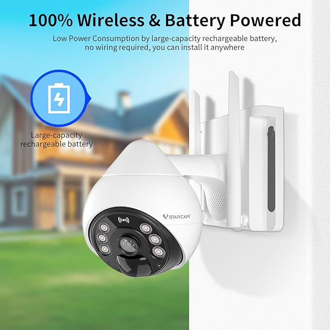 VSTARCAM 4G LTE Cellular Security Camera Wireless Outdoor, 3MP Solar Powered Security Cameras for Home with Color Night Vision, Human Detection, 360° View, 2-Way Audio, IP66, Cloud Storage (BG69-TZ)