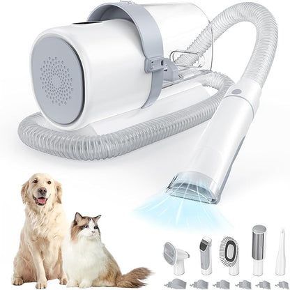 Pet Grooming Vacuum Kit, Hair Vacuum with Cordless Clippers with Capacity, Low Noise Operation, 3 Suction Modes, and 5 Essential Grooming Tools for Dogs and Cats