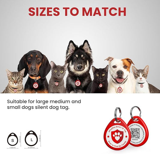 Dog Tags Personalized, QR Code Pet ID Tags for Dog Collar, Online Profile, Scan Location Alerts, Red