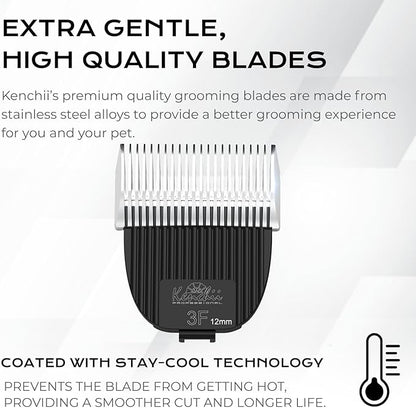 Kenchii Flash Clipper Blade (3F,12mm) Only Compatible with Flash Clipper, Black & White