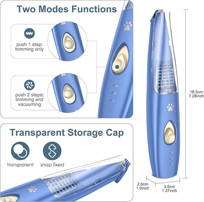 Upgraded Dog Paw Trimmer - Cordless Electric Grooming Clippers, Rechargeable Foot Trimmer for Small Pets, Cats & Dogs (Blue)