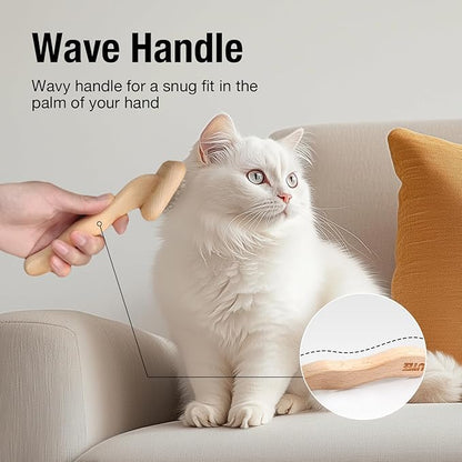 Slicker Brush Groom Like a Professinal Stainless Steel Pins, Lightweight Beech Wood Body, Ground and Polished Tips, Small Pet Bruch