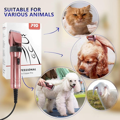 Professional Dog Grooming Clippers for Thick Coat - Dog Hair Trimmer for Grooming- Sheep Shears for Thick Hair – Pet Grooming Clippers for Dogs, Cats, Sheeps, Horse (Rose Gold)