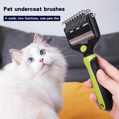 Pt brush for shedding，Dematting comb for Dogs, Cat deshedding Brush, Dog Grooming Rakes for long haired Dogs-Double Sided Shedding,Pet undercoat brushes Reduce Shedding by 95% (Pink)