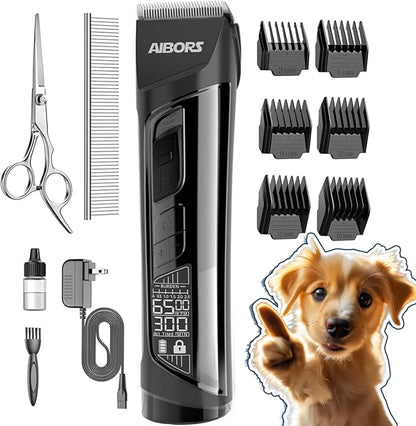 Dog Clippers for Grooming, 2600mAh 5-Speed Dog Grooming Clippers with LCD Display, Low Noise, Cordless Pet Hair Clippers Trimmer for Dogs