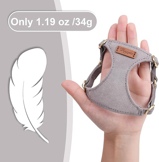 Puppytie No Pull xs Dog Harness with Multifunction Dog Leash,Soft Adjustable No Choke Escape Proof Pet Harness Vest,Silver Grey,XS