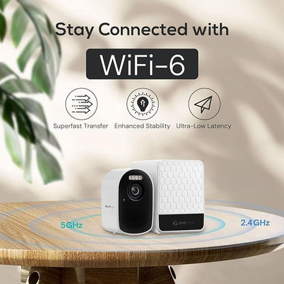 yeewise WiFi6 Solar Security Cameras Wireless Outdoor, 2K QHD Home Security System, 4-Cam Kit, 2.4&5GHz WiFi, Color Night Vision, Local Storage, IP66 Weatherproof, Works with Alexa, No Monthly Fees
