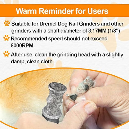 Diamond Rotary Pet Nail Grinder Replacement Heads Dog Nail Grinder Bit-BGTEC 5PCS 1/8" Diamond Replaceable Tip for Pet Claw Grooming(D)