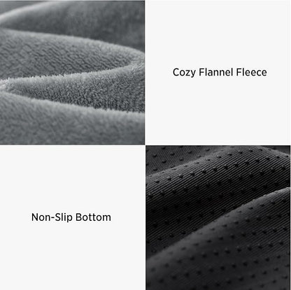Lesure Dog Bed Cover Flannel - Large Dog Bed Washable Removable Cover, Plush Fleece Replacement Cover for Orthopedic Pet Mad Beds, 35x22x3 Inches Grey