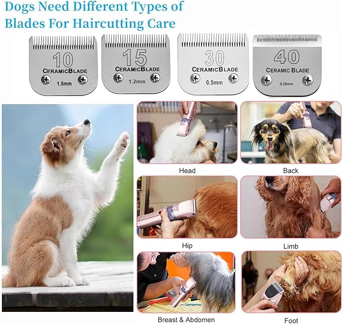 Detachable Pet Dog Clipper Blades,Compatible with Oster A5, Wahl KM Series Clippers,Made of Ceramic （#10/30 Blade 1/100-Inch 0.25MM Cut Length）
