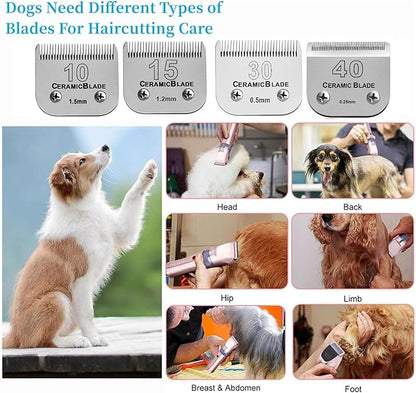Detachable Pet Dog Clipper Blades,Compatible with Oster A5, Wahl KM Series Clippers,Made of Ceramic （#10/30 Blade 1/100-Inch 0.25MM Cut Length）