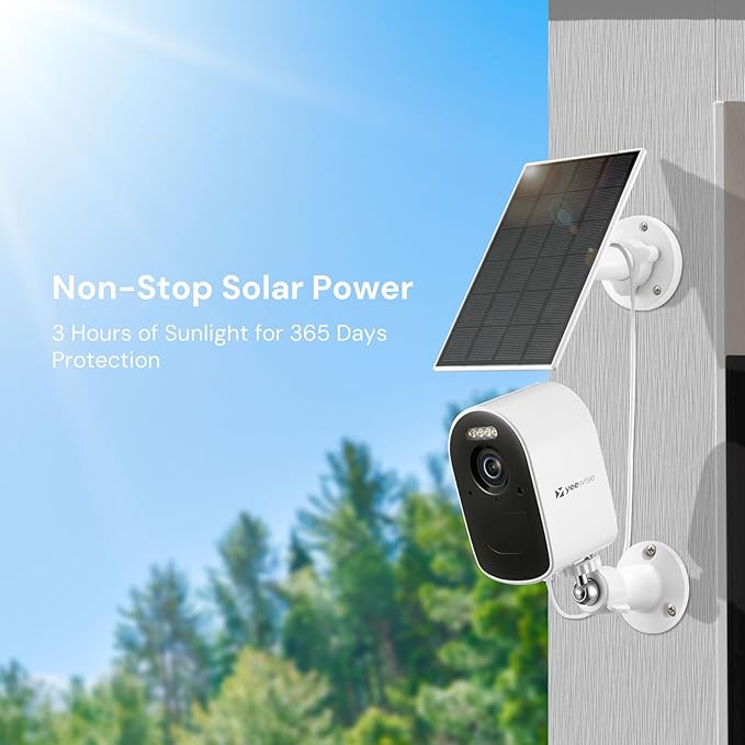 yeewise 2K Solar Security Cameras Wireless Outdoor, WiFi6 Solar Security Camera for Outside Wireless, Color Night Vision, 2.4/5GHz WiFi, IP66 Weatherproof, Compatible with Alexa, No Monthly Fees